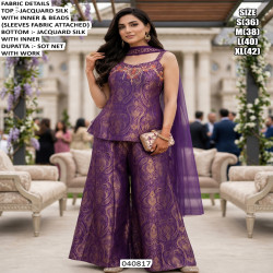 Royal Jacquard Silk Festive Indo Western Palazzo Set